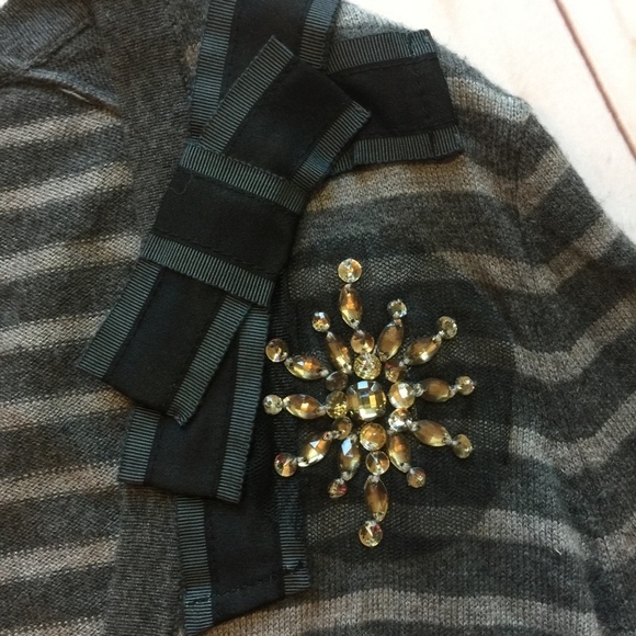 Ann Taylor LOFT Petites Gray Embellished Cardigan - Picture 5 of 7
